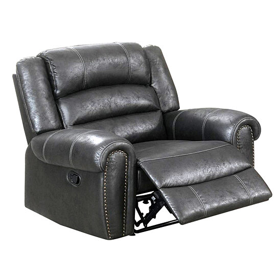 Saltoro Sherpi Nailhead Trim Fabric Upholstered Power Recliner,